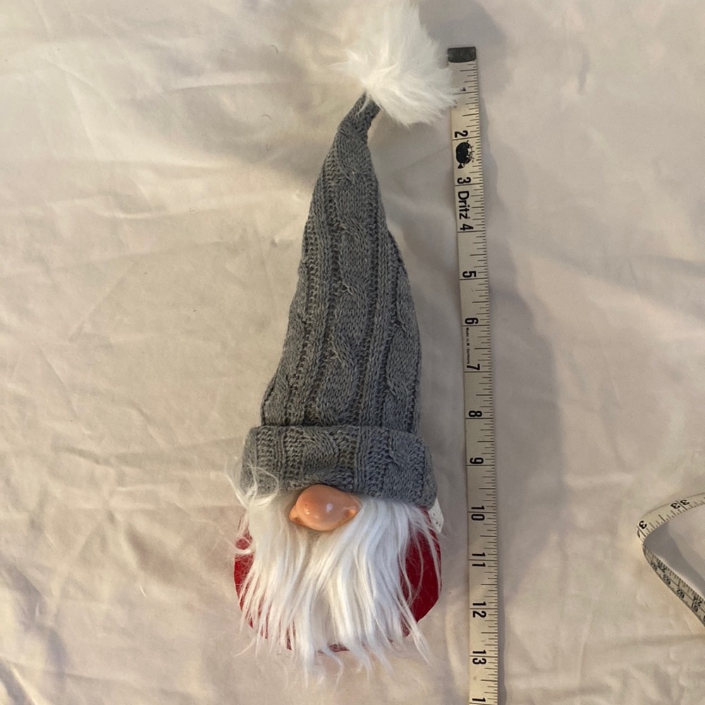 πNordic Gnome Doll Bean Bag Pom Button Nose Gray Knit Hat Valentineβs Party 12" - Picture 2 of 12